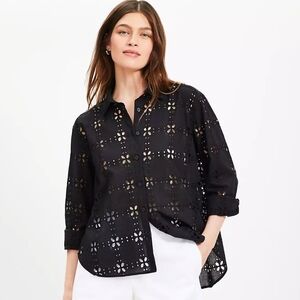 LOFT Square Eyelet Relaxed Button Up